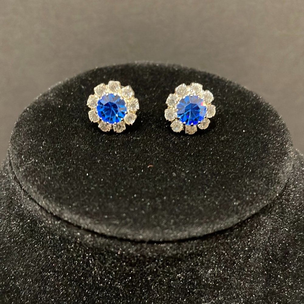 Blue Diamond with Diamond Accents Stud Earrings